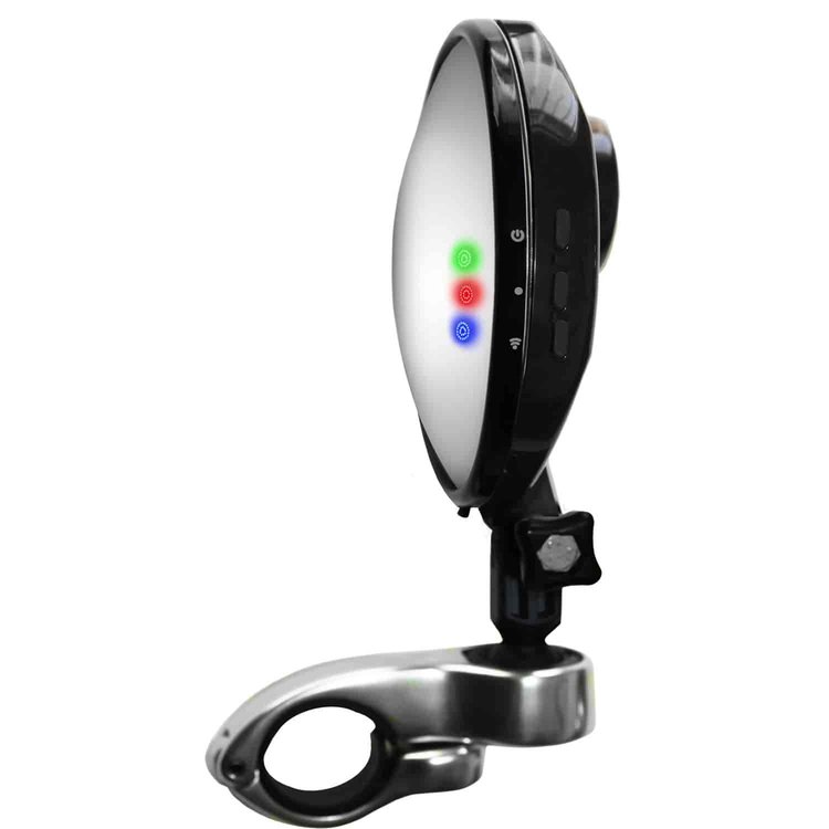 Black Wi-Fi Bicycle/Motorcycle Camera with Rear-View Mirror