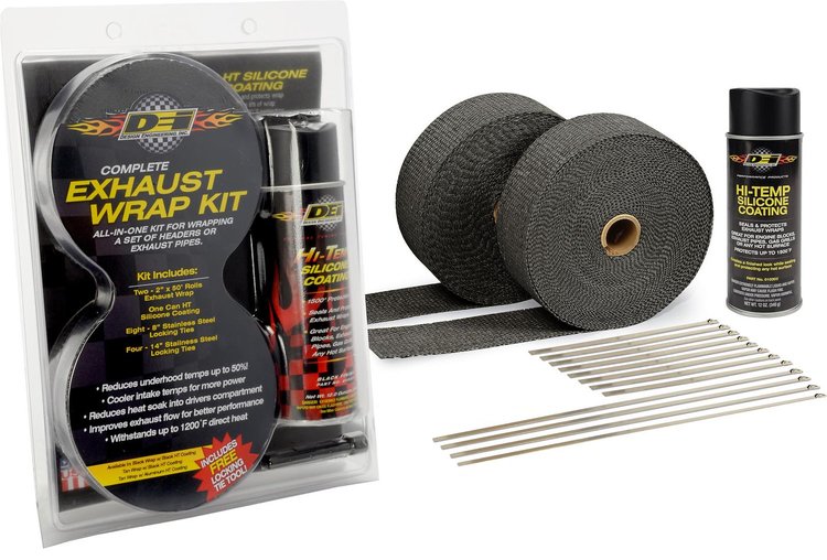 Exhaust / Header Wrap Kit Black Wrap w/Black HT Silicone Coating