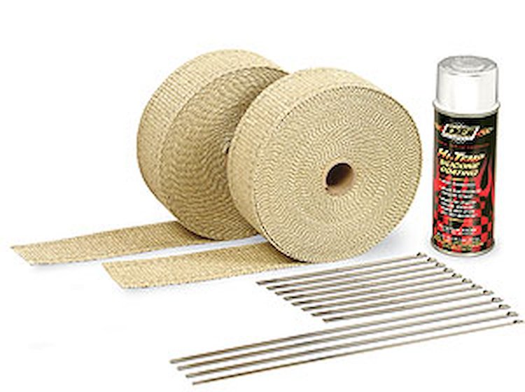 Exhaust / Header Wrap Kit Tan Wrap w/ White HT Silicone Coating