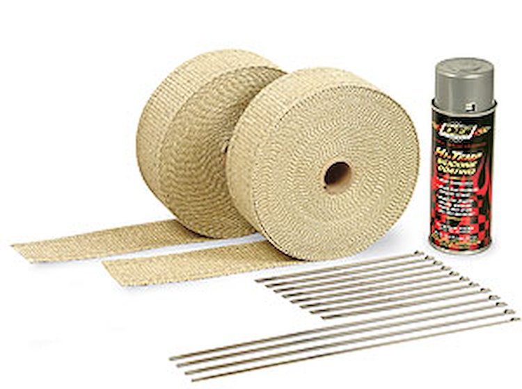 Exhaust / Header Wrap Kit Tan Wrap w/ Aluminum HT Silicone Coating