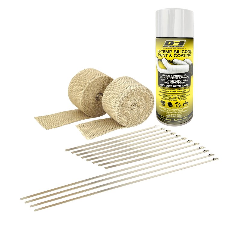 Motorcycle Exhaust Pipe Wrap Kit With White HT Silicone Coating
