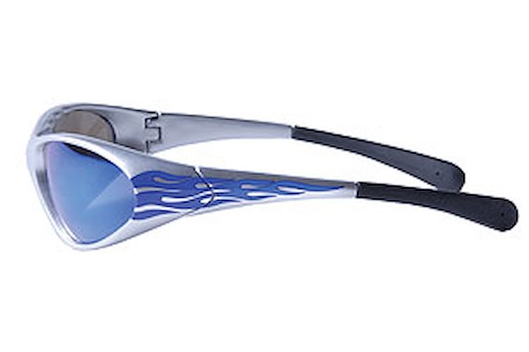 Racing Theme Sunglasses Silver Frame/Blue Flames