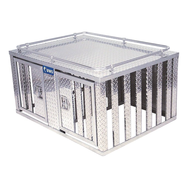 48 in. x 48 in. Double-Door Dog Box Crate [Bright Aluminum]
