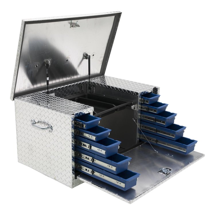 38 in. Utility Chest Box with Drawers [Bright Aluminum]