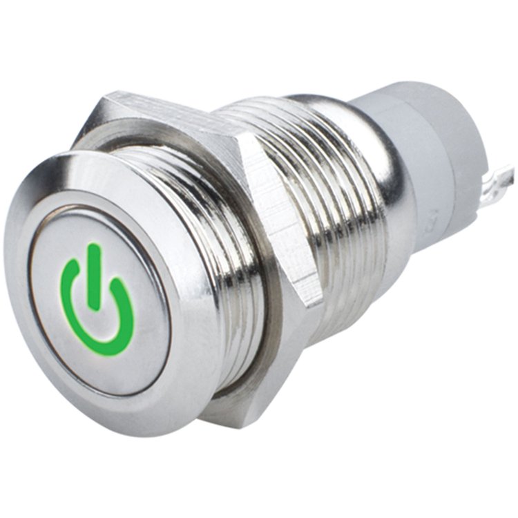 Flush Mount LED Switch On/Off - Green