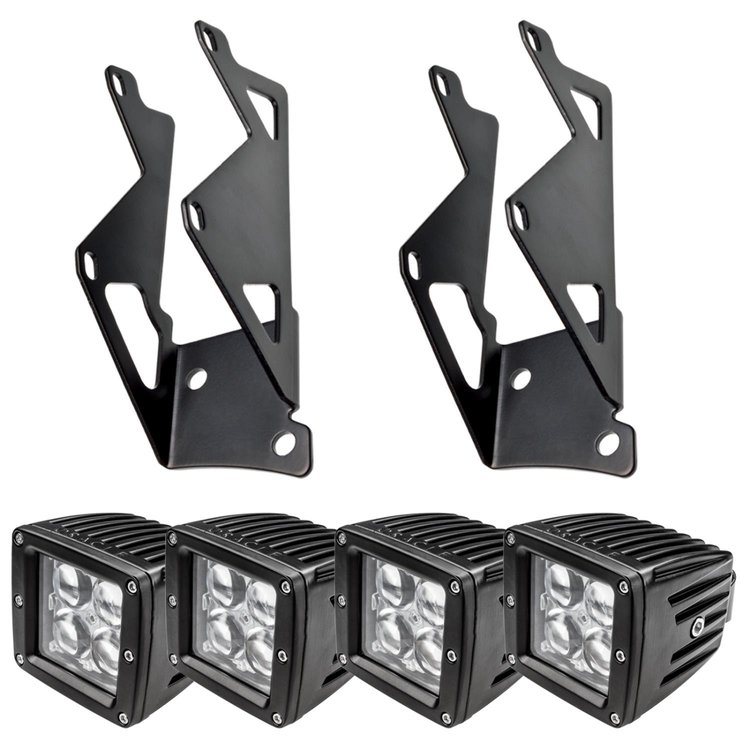 Jeep JK Dual Mounting Pillar Brackets + Lights Combo