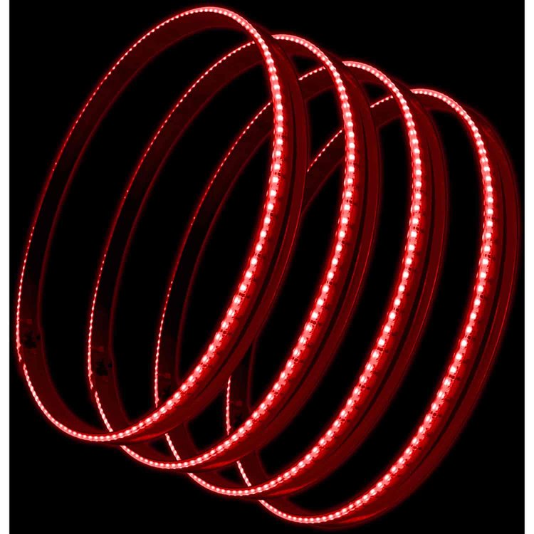 Illuminated LED Wheel Rings Red Light