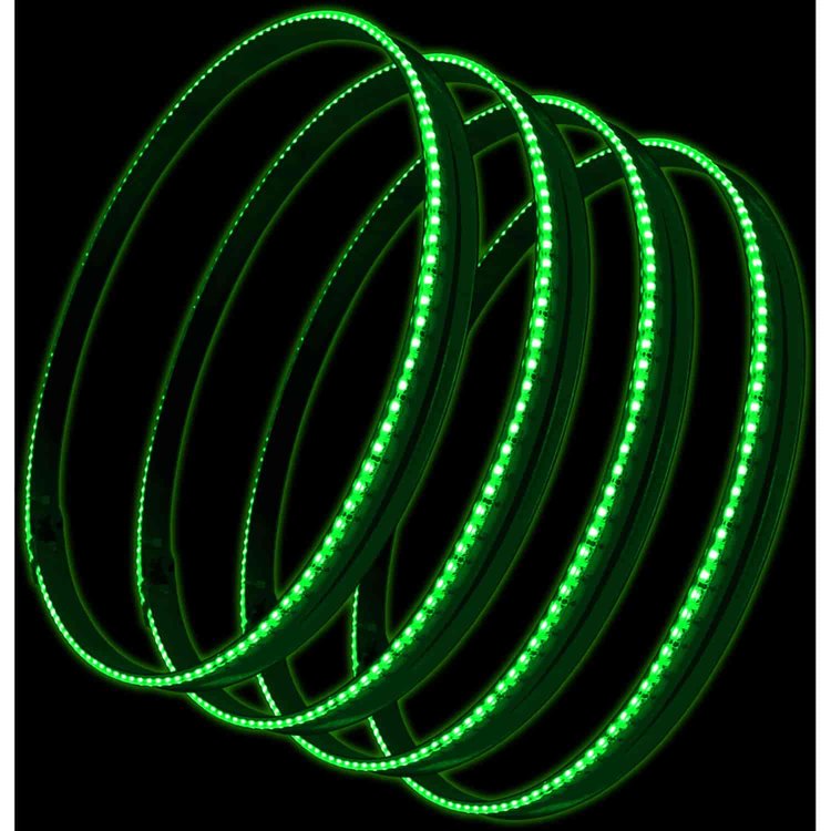 Illuminated LED Wheel Rings Green