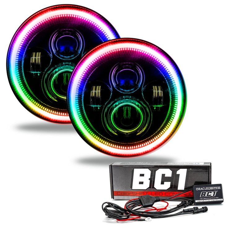 High-Powered, Sealed-Beam LED Headlights [7 in. Round ColorSHIFT Halo]