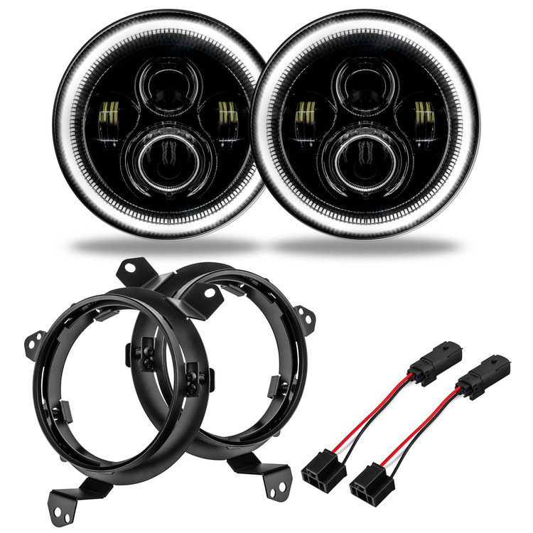 High-Powered LED Headlight Assembly with White Halo [Jeep Wrangler JL]