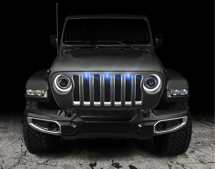 Pre-Runner Style Blue LED Grill Light Kit for Jeep Wrangler JL