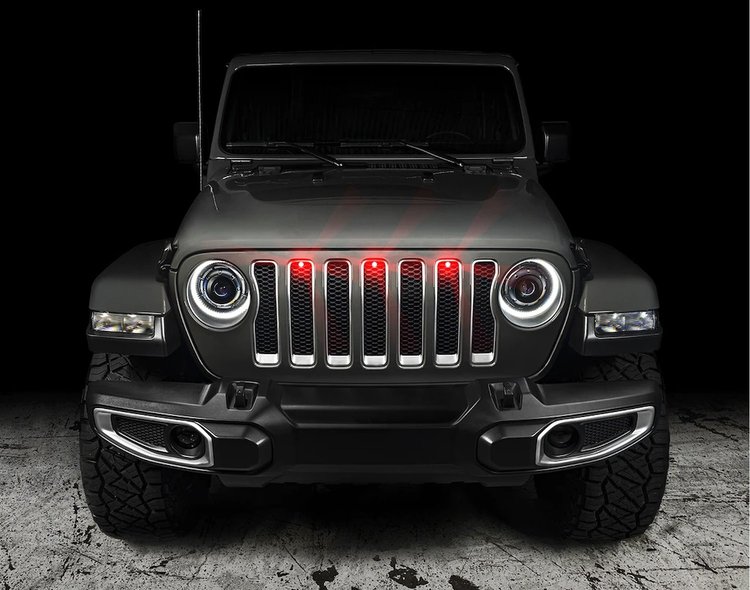 Pre-Runner Style Red LED Grill Light Kit for Jeep Wrangler JL