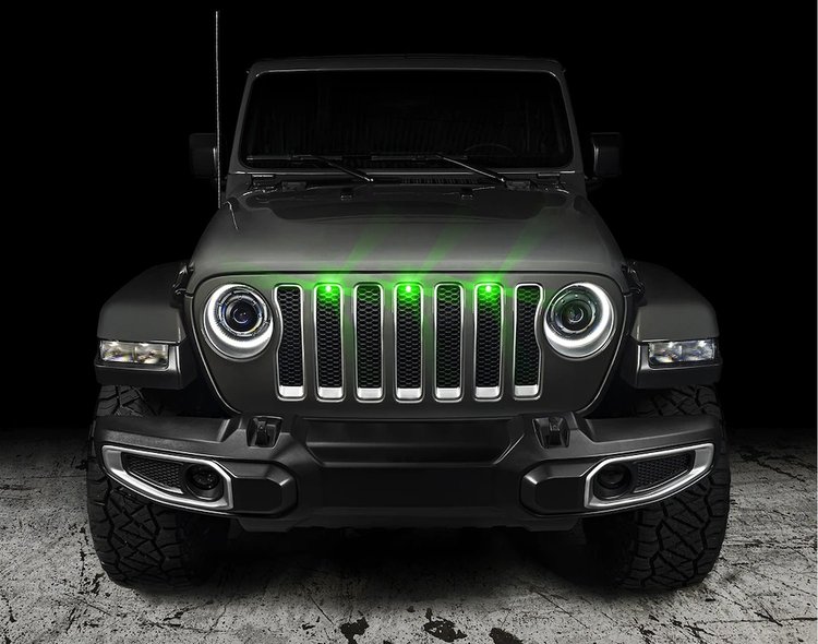 Pre-Runner Style Green LED Grill Light Kit for Jeep Wrangler JL