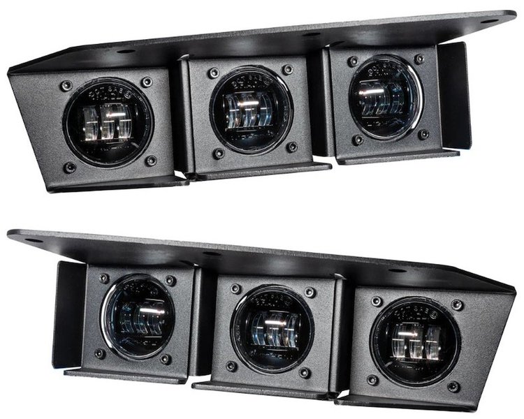 Triple LED Fog Light Kit for Late-Model Ford Bronco with OEM Modular Steel Front Bumper [White]