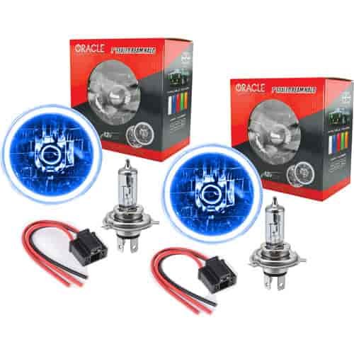 7" H4 Headlight Conversion Kit Blue LED Halo Includes