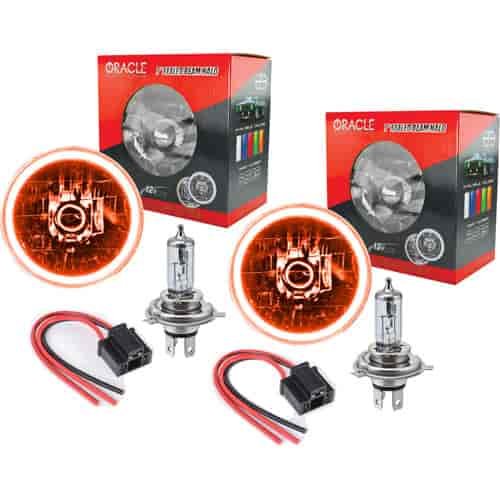 7" H4 Headlight Conversion Kit Amber LED Halo Includes