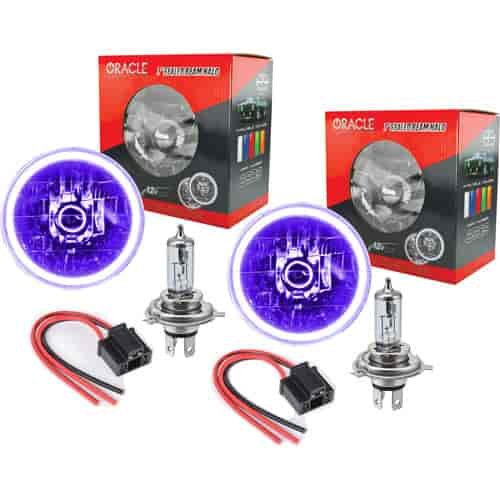7" H4 Headlight Conversion Kit Black Light (UV Light) LED Halo Includes