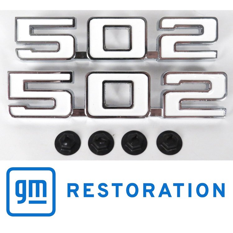 EM01-502A Fender Emblems "502" for 4.5" X 1", 1969 Chevy Camaro, 1970-1974 Chevy Nova ,