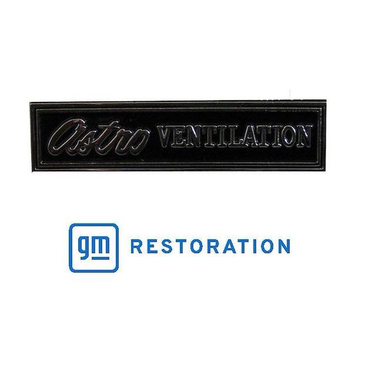 EM01-69M Dash Emblem "Astro Ventilation" for 1969-1970 Chevy Camaro, 1969 Chevy Chevelle/Chevy El Camino