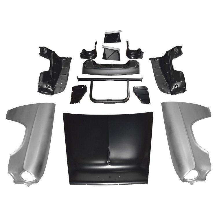 FEP-551 Front End Sheet Metal Kit With Factory Style Hood for 1955 Chevy V8 Car