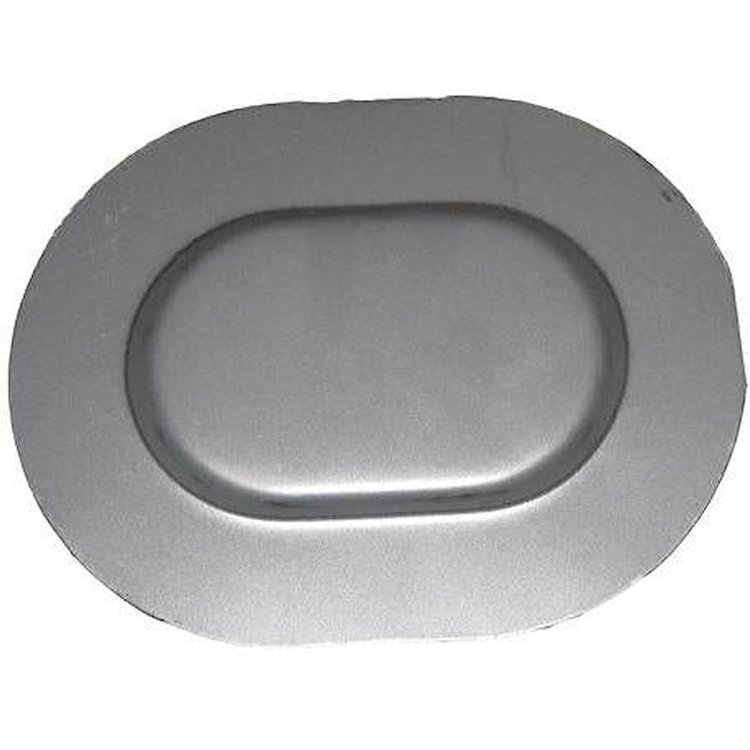 Floor Pan Drain Plug Cover Galvanized 61-77 All Gm Type 2 W/Cutout / 61-77 All Gm Floor Pan Drain Plug Cover Type 1