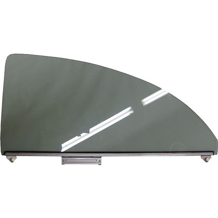 QUARTER GLASS ASSY. RH TINTED SEDAN 55-57 CHEVY GLASS WITH TRACK ATTACHED