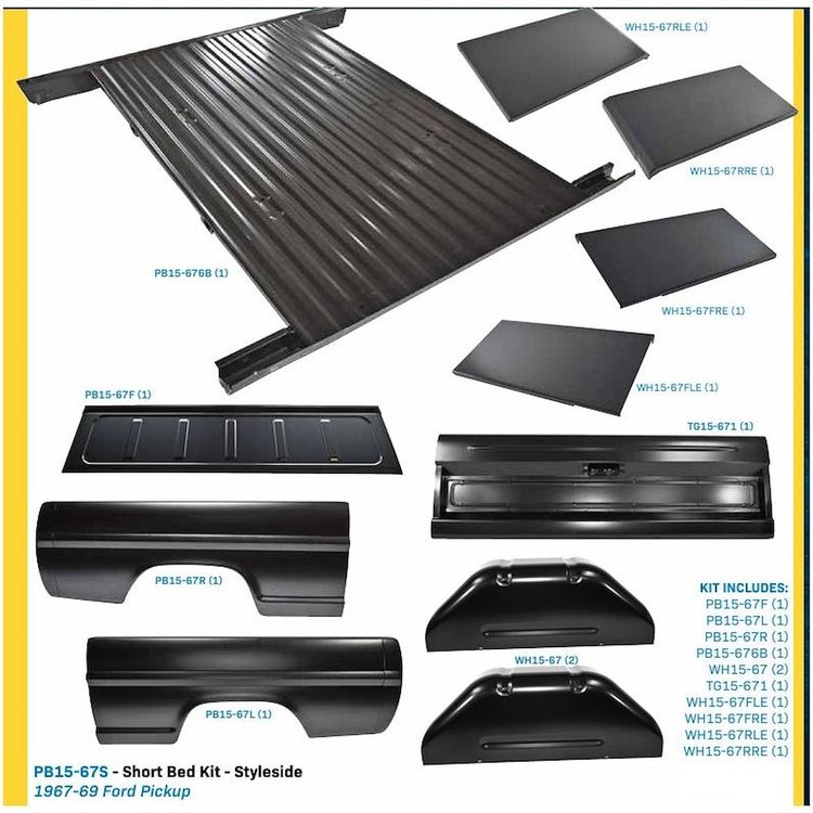 Complete Bed Floor for 1967-1972 Ford Truck with Fleetside/Styleside [Short Bed]