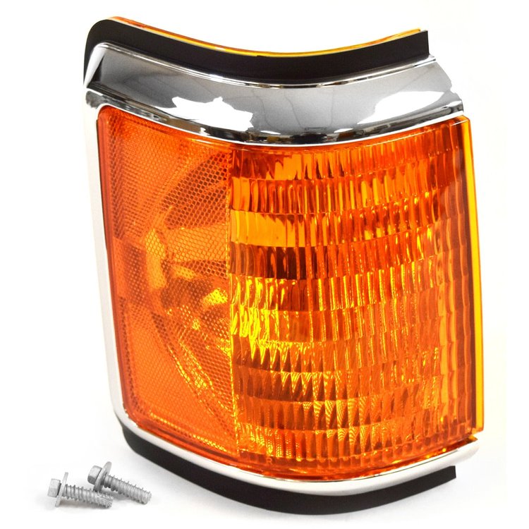 PL21-87R Front Parking Lamp 1987-1991 Ford Pickup Bronco With Black & Chrome Trim RH