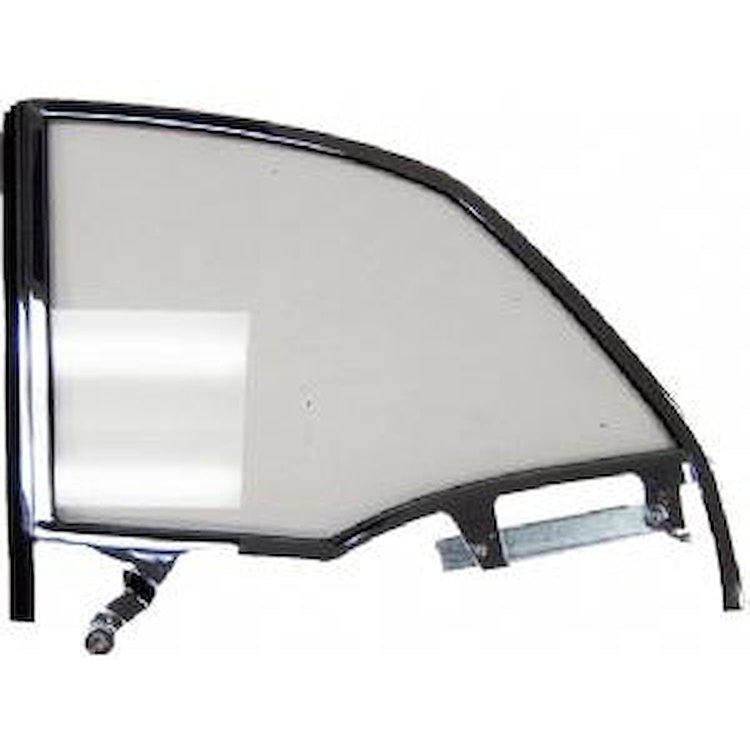 QW13-551L Quarter Window Frame 1955-1957 Chevy Convertible Lower Chrome With Clear Glass LH