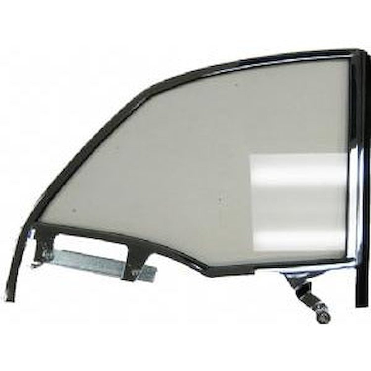 QW13-551R Quarter Window Frame 1955-1957 Chevy Convertible Lower Chrome With Clear Glass RH
