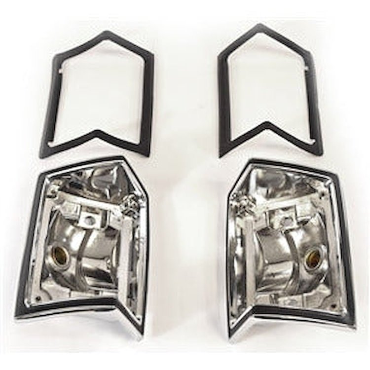 TP03-68S Tail Light Bezel Assembly Set for 1968-1969 Chevy Chevelle Wagon, Chevy El Camino, 1968-1969 GMC Sprint ,