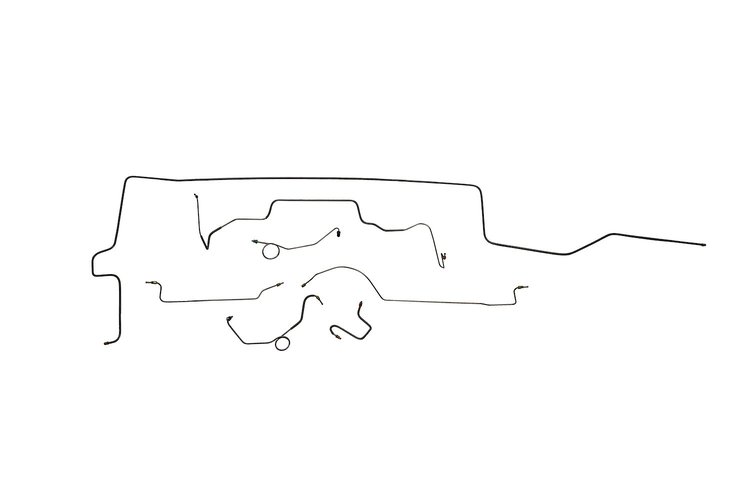 Plymouth Satellite Brake Line Kits Power Drum - Right Front 4 in Rise at Center - 8-3/4 in Axle -196