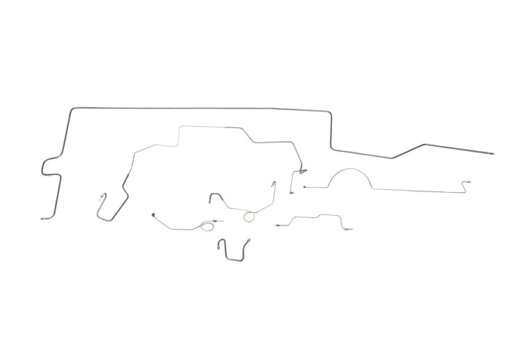 Plymouth Super Bird Brake Line Kits Power Drum - Right Front Routes Under Frame - 8-3/4 in and Dana