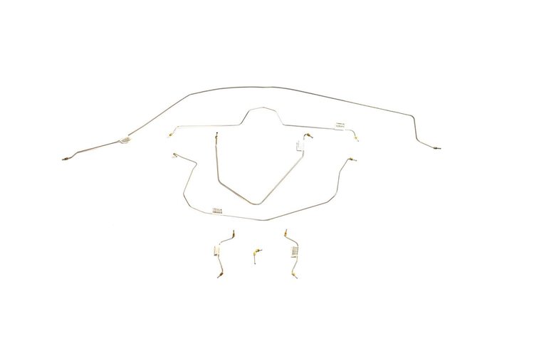 Chevrolet Corvette Brake Line Kits Power Drum Brakes - Front to Rear - Top of Frame -1963 1964