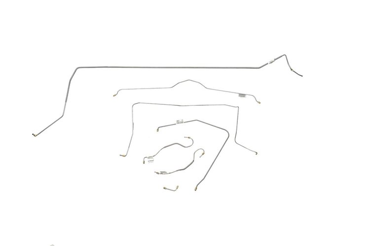 Chevrolet Corvette Brake Line Kits Power Disc - Front to Rear -1/4 inDual Master Cylinder - late1965