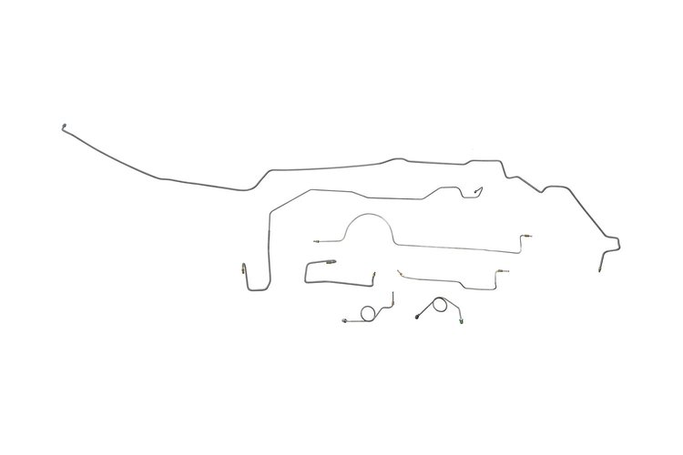 Plymouth Barracuda Brake Line Kits Power Disc - Right Front Routes Under Frame - 8-3/4 in and Dana A
