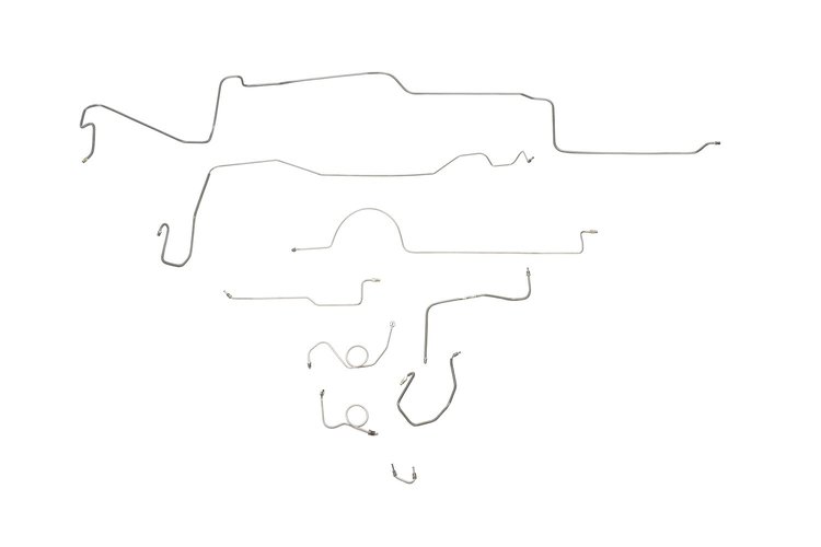 Plymouth Barracuda Brake Line Kits Power Disc - Right Front Routes Under Frame - 8-3/4 in and Dana A