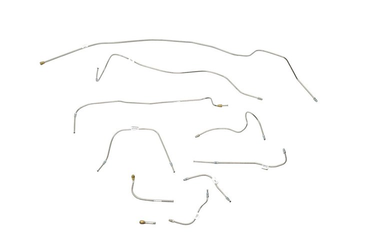 Jaguar XK120 Brake Line Kits Early 1952 - Single Chamber Master Cylinder - Left Hand Drive 10 Pc. -1