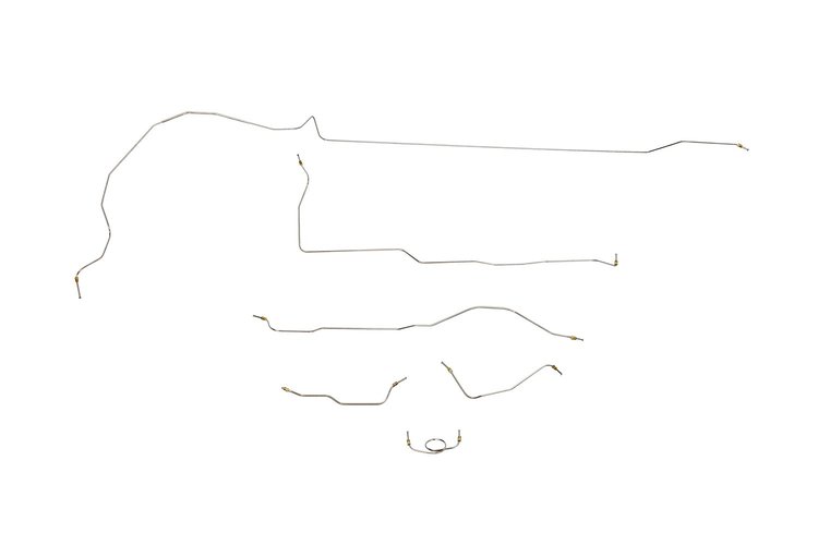 Ford Mustang Brake Line Kits 6pcs with Rubber Brake Hose Kit 3pcs Standard Drum - V8 Factory Single