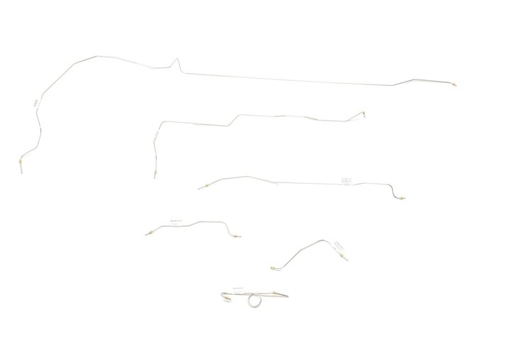 Ford Mustang Brake Line Kits 6pcs with Rubber Brake Hose Kit 3pcs Power Drum - 6 Cylinder -1966