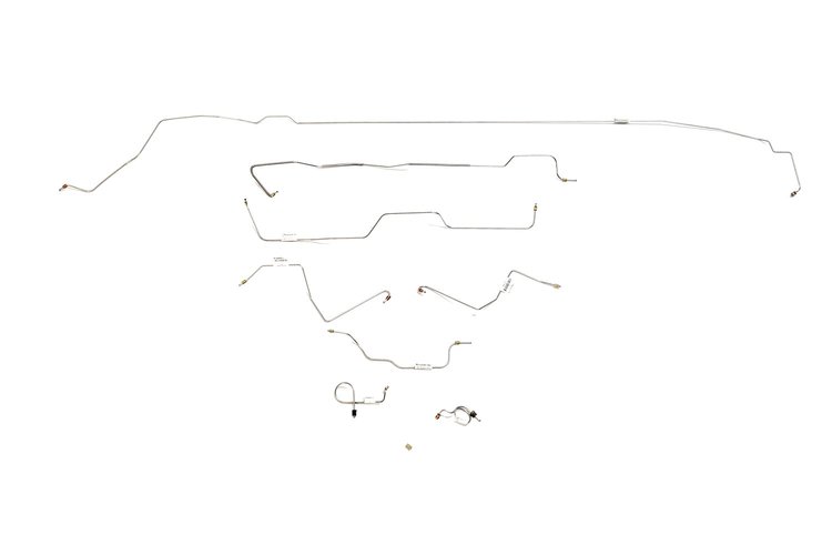 Ford Mustang Brake Line Kits 8pcs with Rubber Brake Hose Kit 3pcs Standard Drum - 6 Cylinder Built B