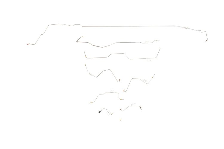 Ford Mustang Brake Line Kits 8pcs with Rubber Brake Hose Kit 3pcs Power Drum - 6 Cylinder Built Befo