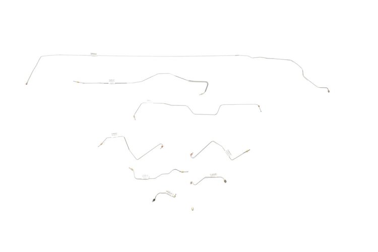 Ford Mustang Brake Line Kits 8pcs Power Drum - V8 - 8 in and 9 in Axle Built Before Feb. 1967 - Righ