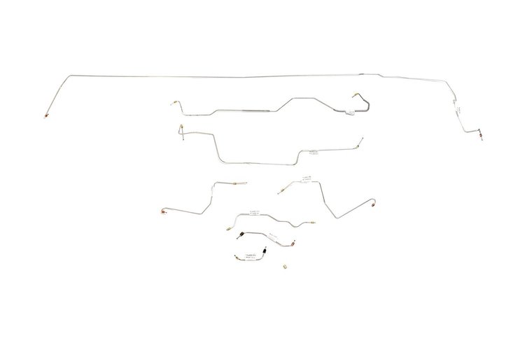 Ford Mustang Brake Line Kits 8pcs Power Drum - V8 - 9 in Axle - 28 Spline -1968 1969