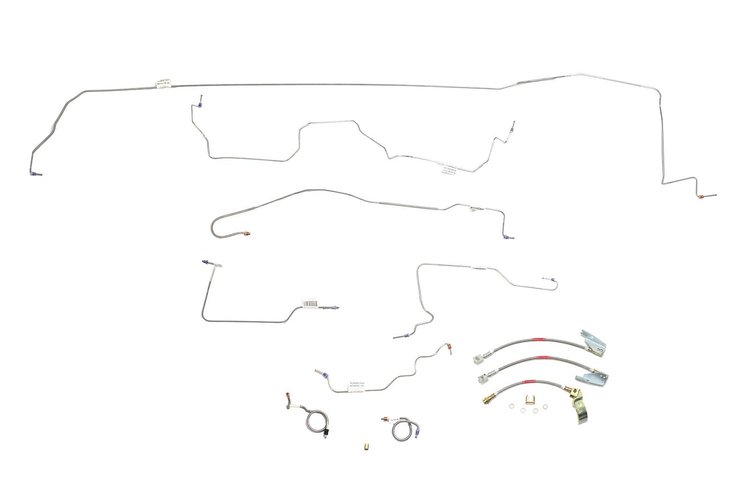 Ford Mustang Brake Line Kits 8pcs With Stainless Braided Brake Hose Kit 3pcs Power Disc - V8 - 9 in