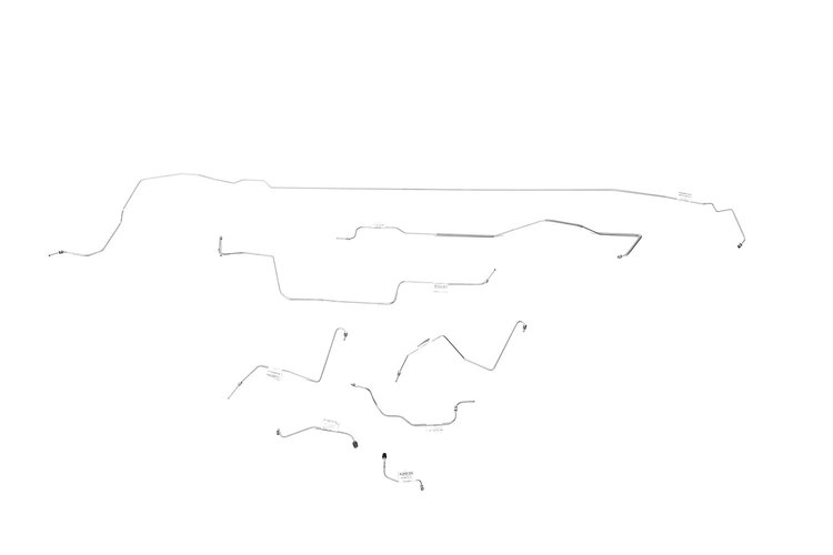 Ford Mustang Brake Line Kits 8pcs with Stainless Braided Brake Hose Kit 3pcs Power Drum - 6 Cylinder