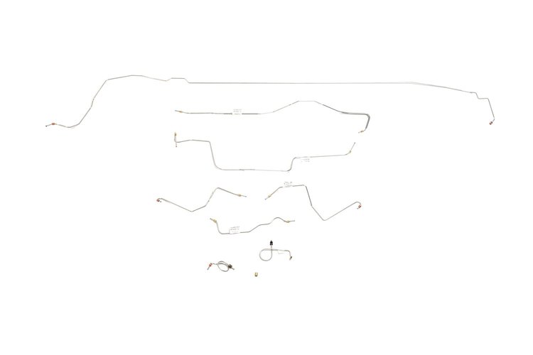 Ford Mustang Brake Line Kits 8pcs With Stainless Braided Brake Hose Kit 3pcs Standard Drum - V8 - 8