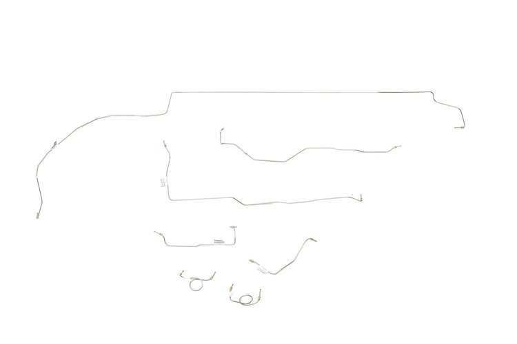 Ford Mustang Brake Line Kits 7pcs Standard Disc - V8 - 8 in and 9 in Axle - Factory Dual Exhaust -19