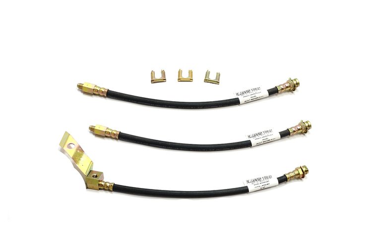 Ford Mustang Rubber Brake Hose Front Disc 3 Pc. - Includes Brackets- 1964 1965 1966