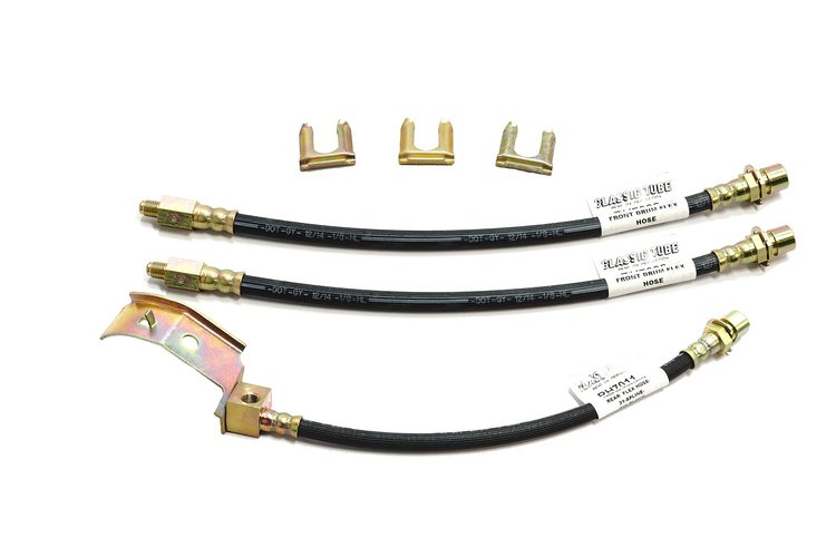 Ford Mustang Rubber Brake Hose Front Disc 3 Pc. - Includes Brackets- 1968 1969